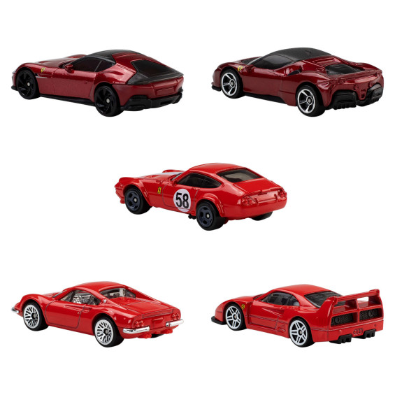 Hot Wheels Pack 5 Vehículos Ferrari