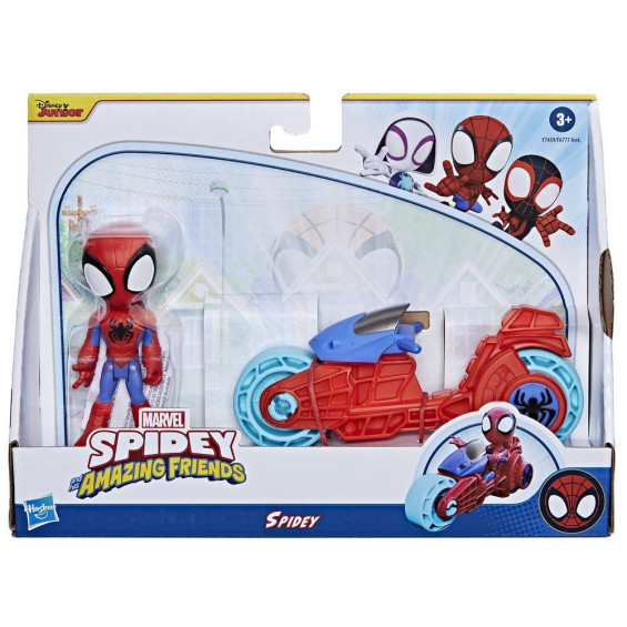 Spidey And His Amazing Friends Spidey Motocicleta y Figura