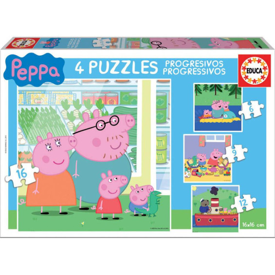 Educa Puzzle Progresivo 6-9-12-16 Piezas Peppa Pig - 15918