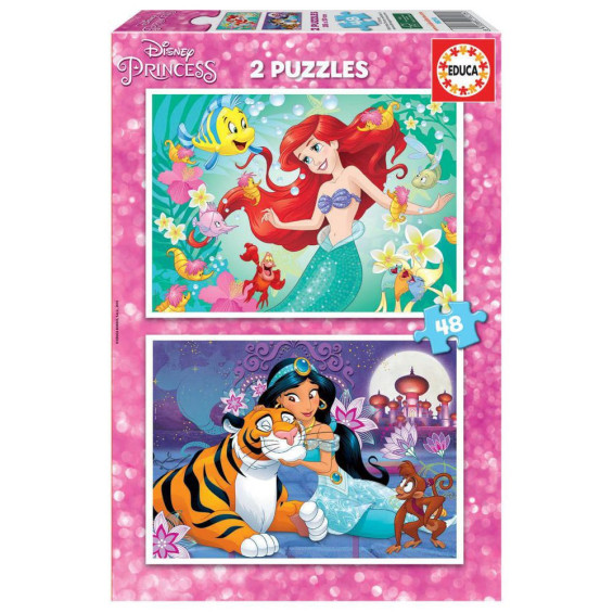 Educa Puzzle 2 x 48 Piezas Disney Princess Ariel y Jasmine - 18213