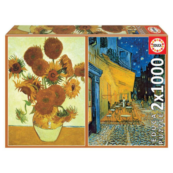 Educa Puzzle 2 x 1000 Piezas Los Girasoles y Terraza de Café por la Noche - 18491