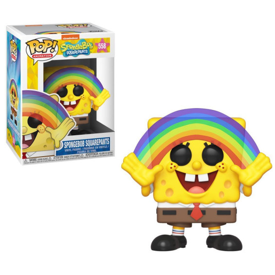 Funko Pop! Animation Bob Esponja Figura de Vinilo con Bob Esponja con Pantalones Cuadrados y Arcoírirs