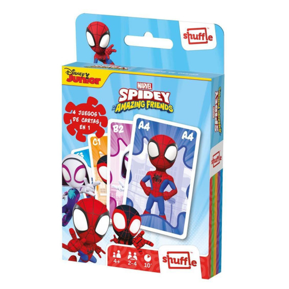 Shuffle Spidey And His Amazing Friends 4 Juegos de Cartas en 1