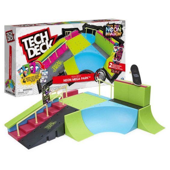 Tech Deck Neon Mega Park Juego de Rampas Brilla en la Oscuridad