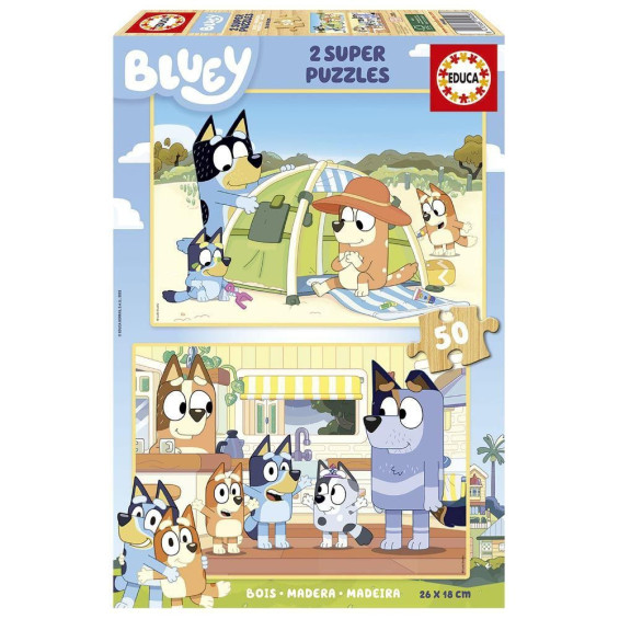 Educa Puzzle Madera 2 x 50 Piezas Bluey - 19408