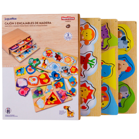 Nenittos Cajón 3 Puzzles de Madera