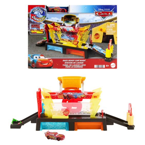 Disney Pixar Cars Túnel de Lavado con Cambio de Color y Vehículo Rayo McQueen