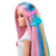 Barbie Muñeca Mechas Arcoíris con Melena Extralarga y 12 Accesorios para Peinarla