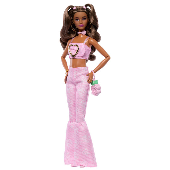 Barbie Deluxe Style Muñeca nº 12 con Top Corto de Denim Rosa y Vaqueros Acampanados