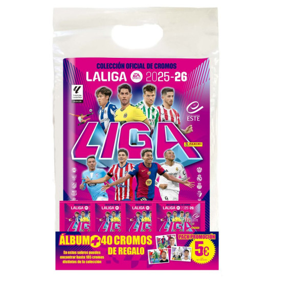 Panini Liga Este 2025-2026 Starter Pack Álbum y 5 Sobres de Cromos Varios Modelos