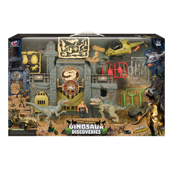 Set de Juguete Dinosaur World con Base de Contención, Vehículos y Sonido