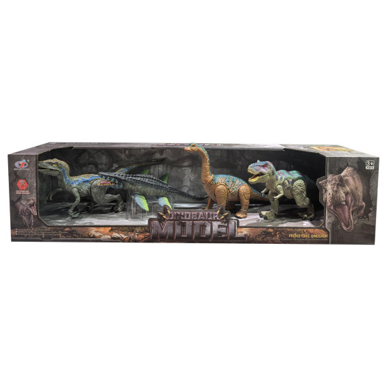 Set de 4 Figuras de Dinosaurios Grandes con Mosasaurus, T-Rex y Movimiento