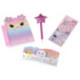 Mochila Transparente Infantil con Set de Papelería Kawaii y Brillantina