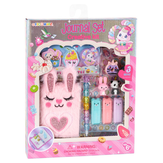 Diario Infantil de Peluche Conejito con Marcadores y Notas Adhesivas Kawaii