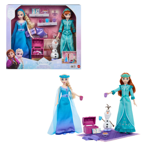 Disney Frozen Set Fiesta Pijamas Elsa y Ana con Muñecas y Accesorios