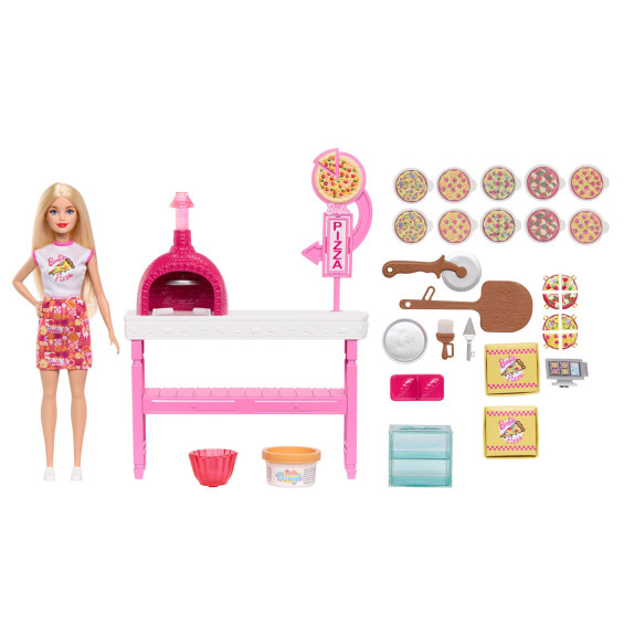 Barbie Conjunto de Juego de Pizzería con Muñeca 25 Accesorios