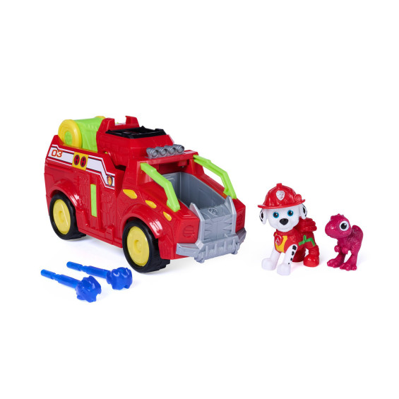 Paw Patrol The Dino Movie Vehículo Dino Rescue Fire Truck con Figura Marshall