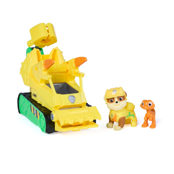 Paw Patrol The Dino Movie Vehículo Dino Rescue Bulldozer con Figura Rubble