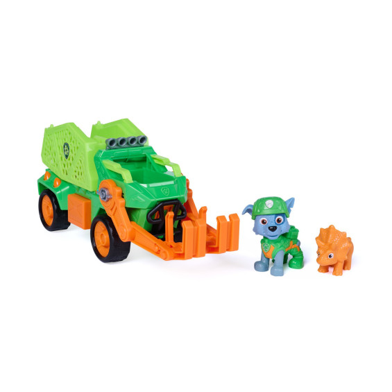 Paw Patrol The Dino Movie Vehículo Dino Rescue Recycler con Figura Rocky