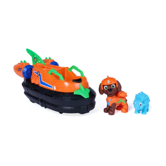 Paw Patrol The Dino Movie Vehículo Dino Rescue Hovercraft con Figura Zuma